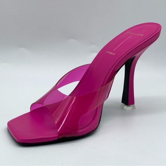 BLACK SUEDE Transparent PVC Strap Sandal in Fuchsia - Picture 4 of 14